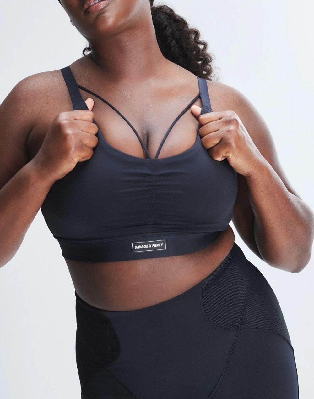 Savage X Fenty Sports Bra Black Plus Size 2X Strappy Curve Alert Activewear